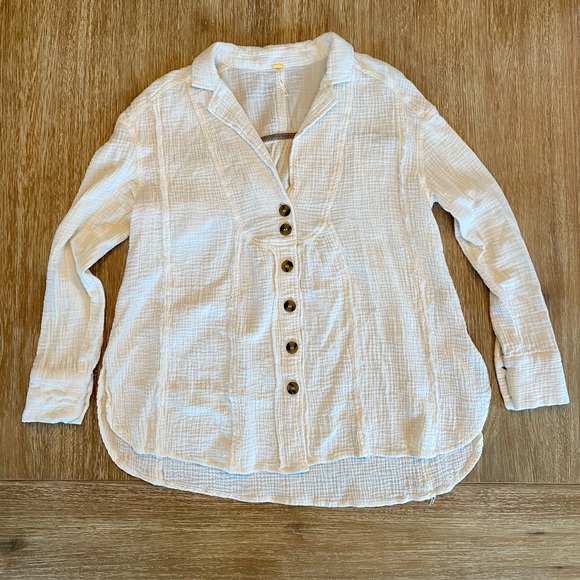 Free People Button Front Long Sleeve Tunic Top - Picture 2 of 14